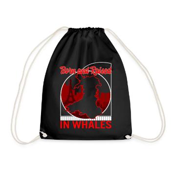 Welsh Shirt, Born And Raised In Wales Tee, Gift - Drawstring Bag - black - Front