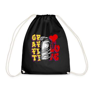 Graffiti Love Retro 80s 90s Hip Hop Urban Street - Turnbeutel - Schwarz - Vorne
