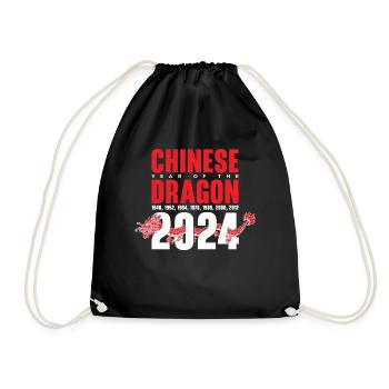 Chinesisches Jahr des Drachen 2024 Chinesisches - Turnbeutel - Schwarz - Vorne