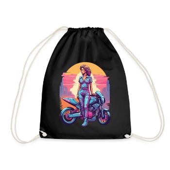 Vintage motard Vaporwave moto amour - Sac de sport léger - noir - Devant