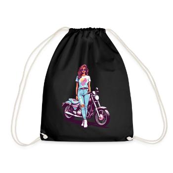 des années 80 vintage moto motards fille Design - Sac de sport léger - noir - Devant