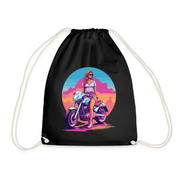 Design esthétique rétro Vaporwave Biker - Sac de sport léger - noir - Devant
