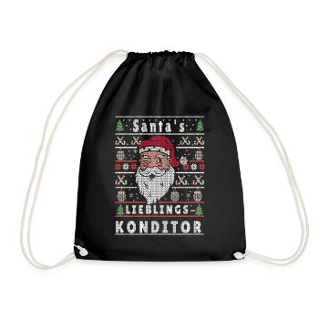 Ugly Christmas SANTA'S FAVORITE PASTRY CHEF - Drawstring Bag - black - Front
