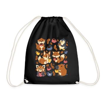 Café : Capybara, Renard, Corgi, Loutre, Pingouin - Sac de sport léger - noir - Devant
