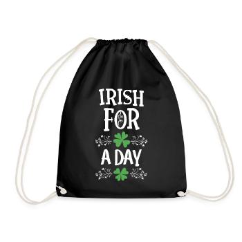 Irish For A Day Shamrock Kleeblatt Funny - Drawstring Bag - black - Front