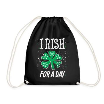 Irish For A Day St Patrick's Day Shamrock Funny - Drawstring Bag - black - Front