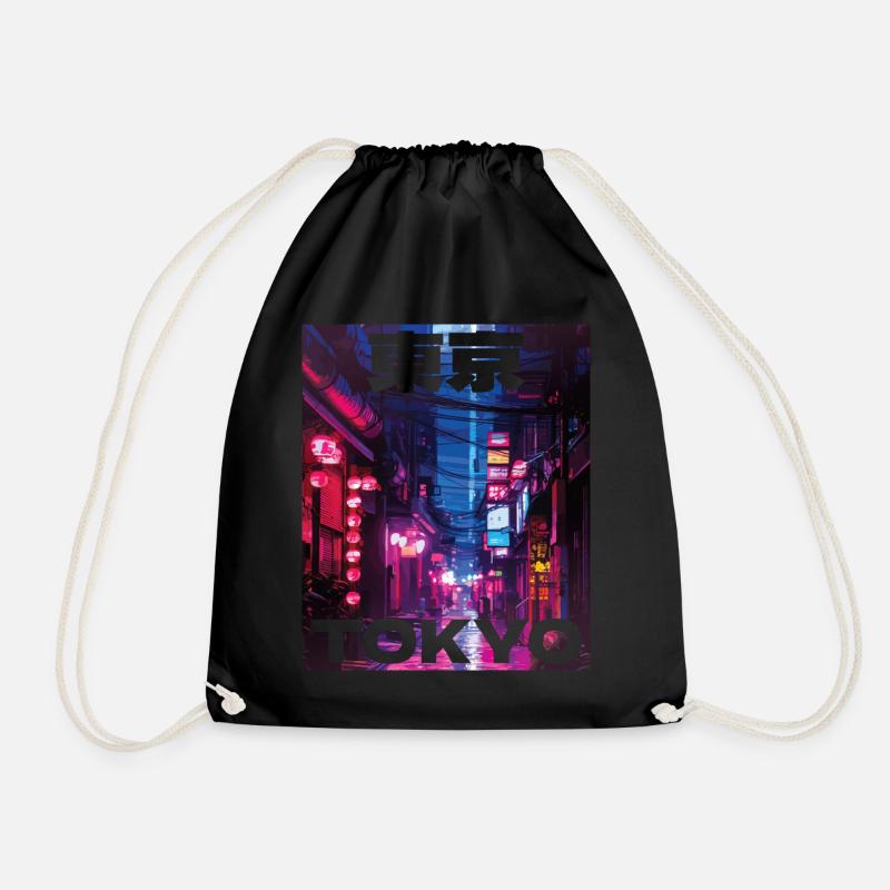 80er Vaporwave Ästhetik Retro Tokio - Turnbeutel - Schwarz