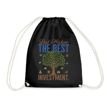 Fatherhood Shirt, Dad's Wisdom The Best - Drawstring Bag - black - Front