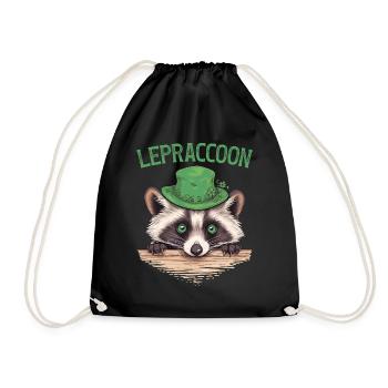 Lepraccoon Kobold Waschbär Saint Patrick Irisch - Turnbeutel - Schwarz - Vorne