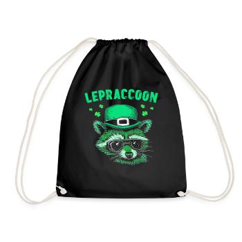 Lepraccoon Kobold Irisch Waschbär Saint Patrick - Turnbeutel - Schwarz - Vorne