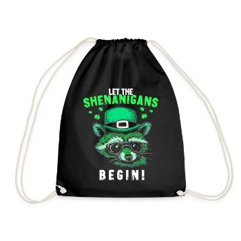 Let The Shenanigans Begin! Irish Raccoon - Drawstring Bag - black - Front