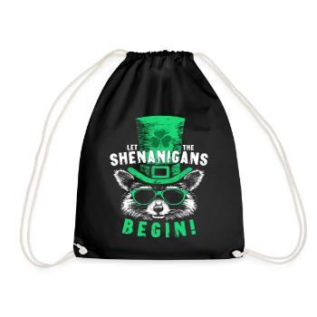 Let The Shenanigans Begin! Saint Patrick Raccoon - Drawstring Bag - black - Front
