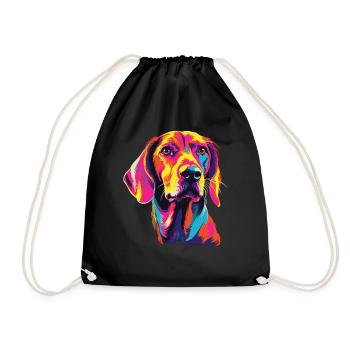 Wasserfarben Farbenfroher English Foxhound - Turnbeutel - Schwarz - Vorne