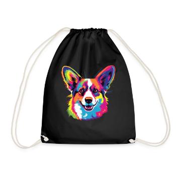 Aquarelle colorée Pembroke Welsh Corgi - Sac de sport léger - noir - Devant