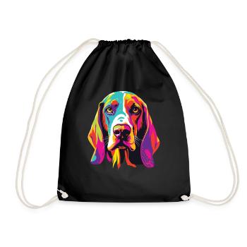 Watercolor Colorful Treeing Walker Coonhound - Drawstring Bag - black - Front