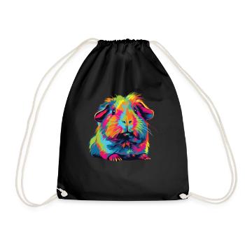 Watercolor Colorful Guinea Pig Colorful - Drawstring Bag - black - Front