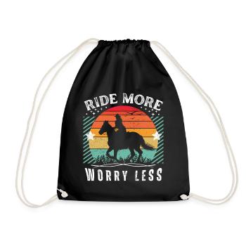 Ride More Worry Less - Horse Lovers Gift Idea - Drawstring Bag - black - Front