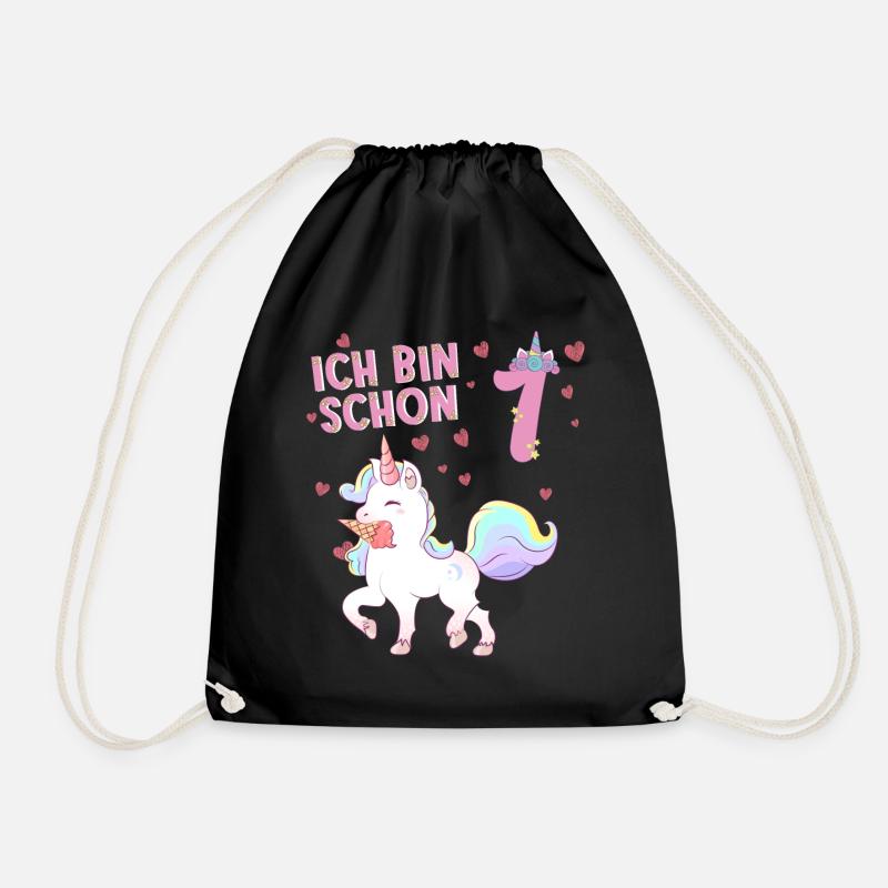 ich bin schon 1 Einhorn - Turnbeutel - Schwarz