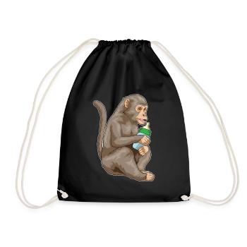 Monkey Baby Bottle - Drawstring Bag - black - Front