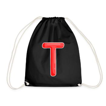 Letter T Initial Letter - Drawstring Bag - black - Front