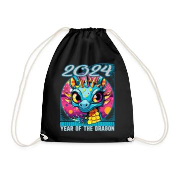 Chines New Year of Dragon Pop Art Vibrant Dragon - Drawstring Bag - black - Front