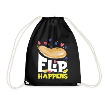 Pancake Lover Kids Pun Flip - Drawstring Bag - black - Front