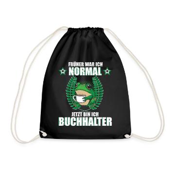 Lustiges Buchhalter Spruch Frosch Kaffee - Turnbeutel - Schwarz - Vorne
