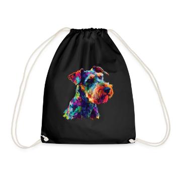 Aquarelle colorée Airedale Terrier - Sac de sport léger - noir - Devant