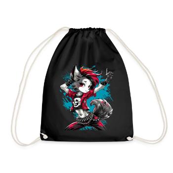 Werewolf Punk, Punk, Punkrock, Wolf, Fun, - Drawstring Bag - black - Front
