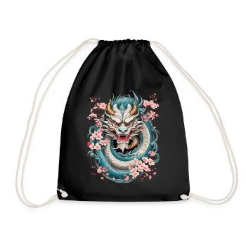 Japanese Dragon Picture Tattoo Aesthetic - Drawstring Bag - black - Front