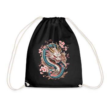 Japanischer Drache Streetwear Aesthetic Design - Turnbeutel - Schwarz - Vorne