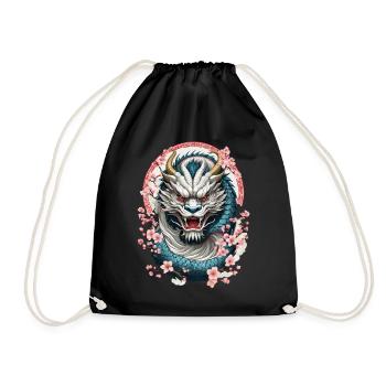 Japanischer Drache Tattoo Aesthetic Streetwear - Turnbeutel - Schwarz - Vorne