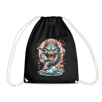 Japanischer Drache Tattoo Aesthetic Streetwear - Turnbeutel - Schwarz - Vorne