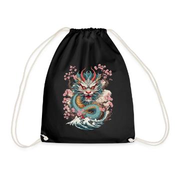 Japanischer Drache Aesthetic Streetwear Design - Turnbeutel - Schwarz - Vorne