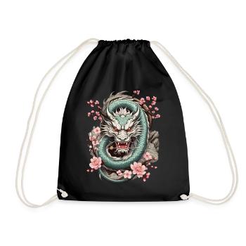 Design streetwear esthétique du dragon japonais - Sac de sport léger - noir - Devant