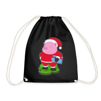 Schwein Weihnachten Paket - Turnbeutel - Schwarz - Vorne