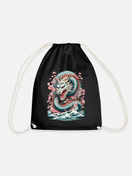 Japanischer Drache Tattoo Aesthetic Streetwear - Turnbeutel - Schwarz