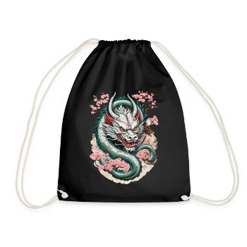 Japanischer Drache Tattoo Aesthetic Streetwear - Turnbeutel - Schwarz - Vorne