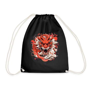 Chinese Year Of Dragon Vintage China Zodiac Sign - Turnbeutel - Schwarz - Vorne
