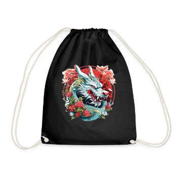 Floral Chinese Zodiac Year of Dragon 2024 - Turnbeutel - Schwarz - Vorne