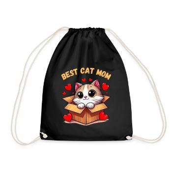 Chat, Chats, Chat Maman, Chaton, Coeur, Maman, Mignon - Sac de sport léger - noir - Devant