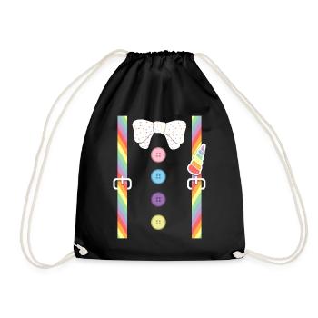 Unicorn Shirt, Suspender Unicorn Fantasy Horn - Drawstring Bag - black - Front