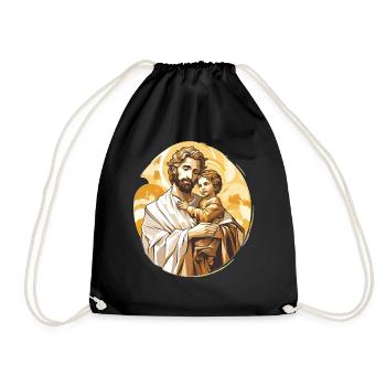 St Joseph Catholic Patron Saint Religious Faith - Turnbeutel - Schwarz - Vorne