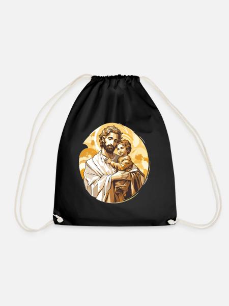 St Joseph Catholic Patron Saint Religious Faith - Turnbeutel - Schwarz