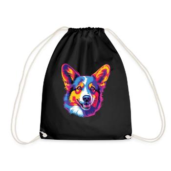 Aquarelle colorée Pembroke Welsh Corgi - Sac de sport léger - noir - Devant