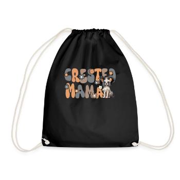 Chinese Crested Dog Groovy Crested Mama - Drawstring Bag - black - Front