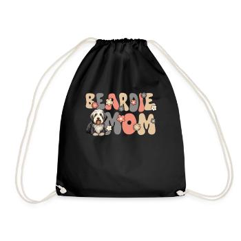 Bearded Collie Groovy Beardie Mom - Drawstring Bag - black - Front