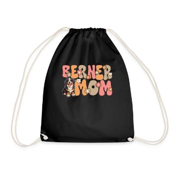 Bernese Mountain Dog Groovy Bernese Mom - Drawstring Bag - black - Front