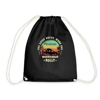 Minicamper Camping-Camper Microcamper Sayings - Drawstring Bag - black - Front