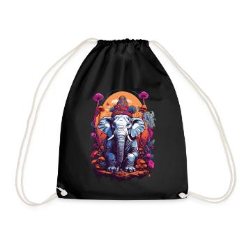 Éléphant psychédélique Art Goa Trance champignons - Sac de sport léger - noir - Devant